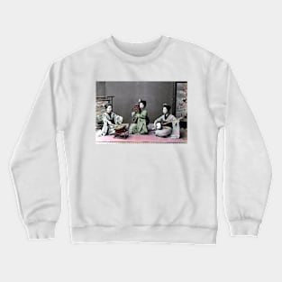 Three Japanese Women & Musical Instruments 1870s–1890s Crewneck Sweatshirt